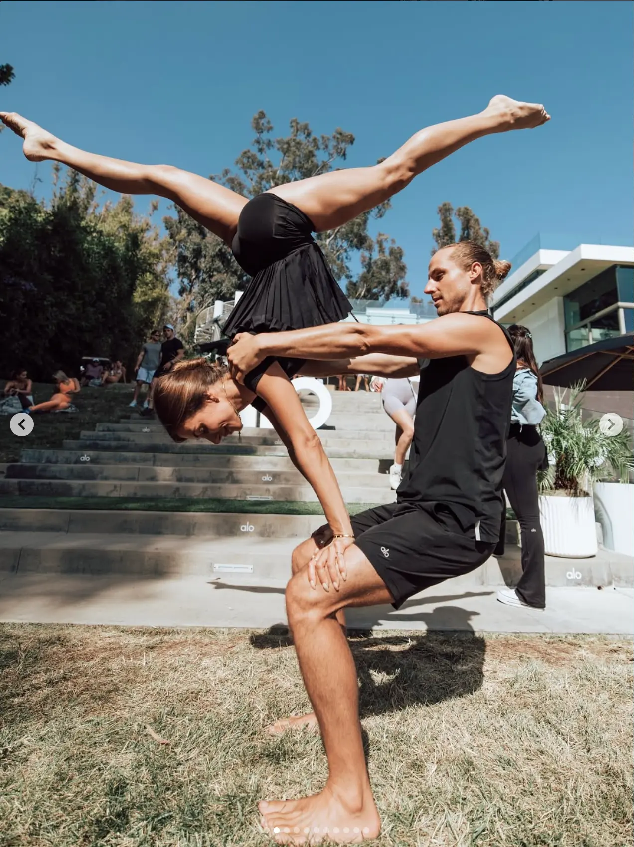 Partner movement demonstration outdoors
