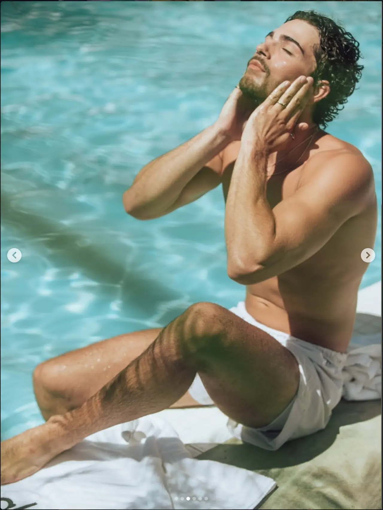 Poolside sunlit portrait