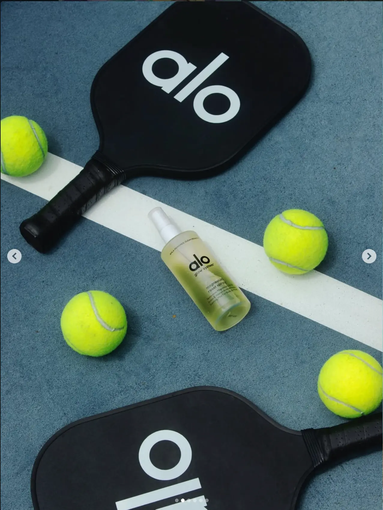 Paddles, balls and product styled on court