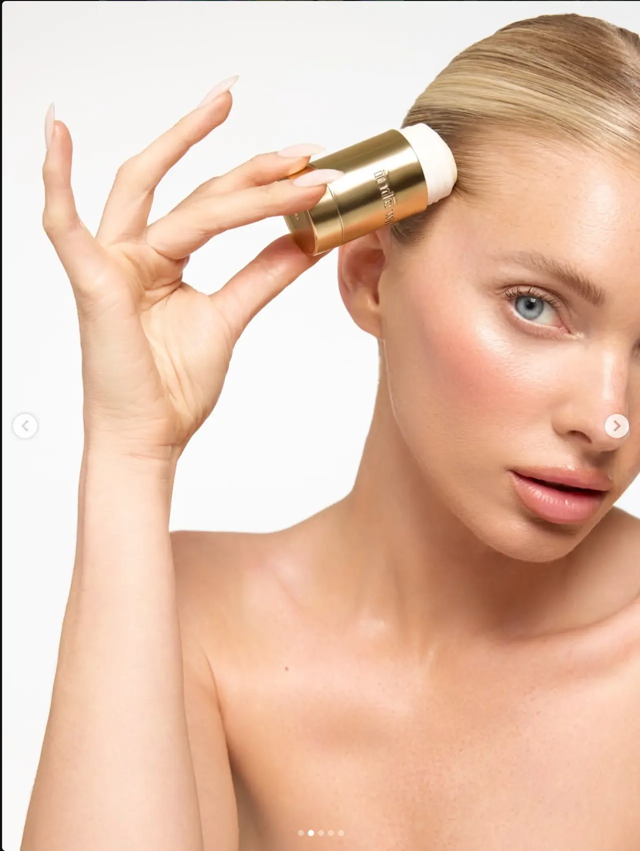 Beauty close-up with product in hand
