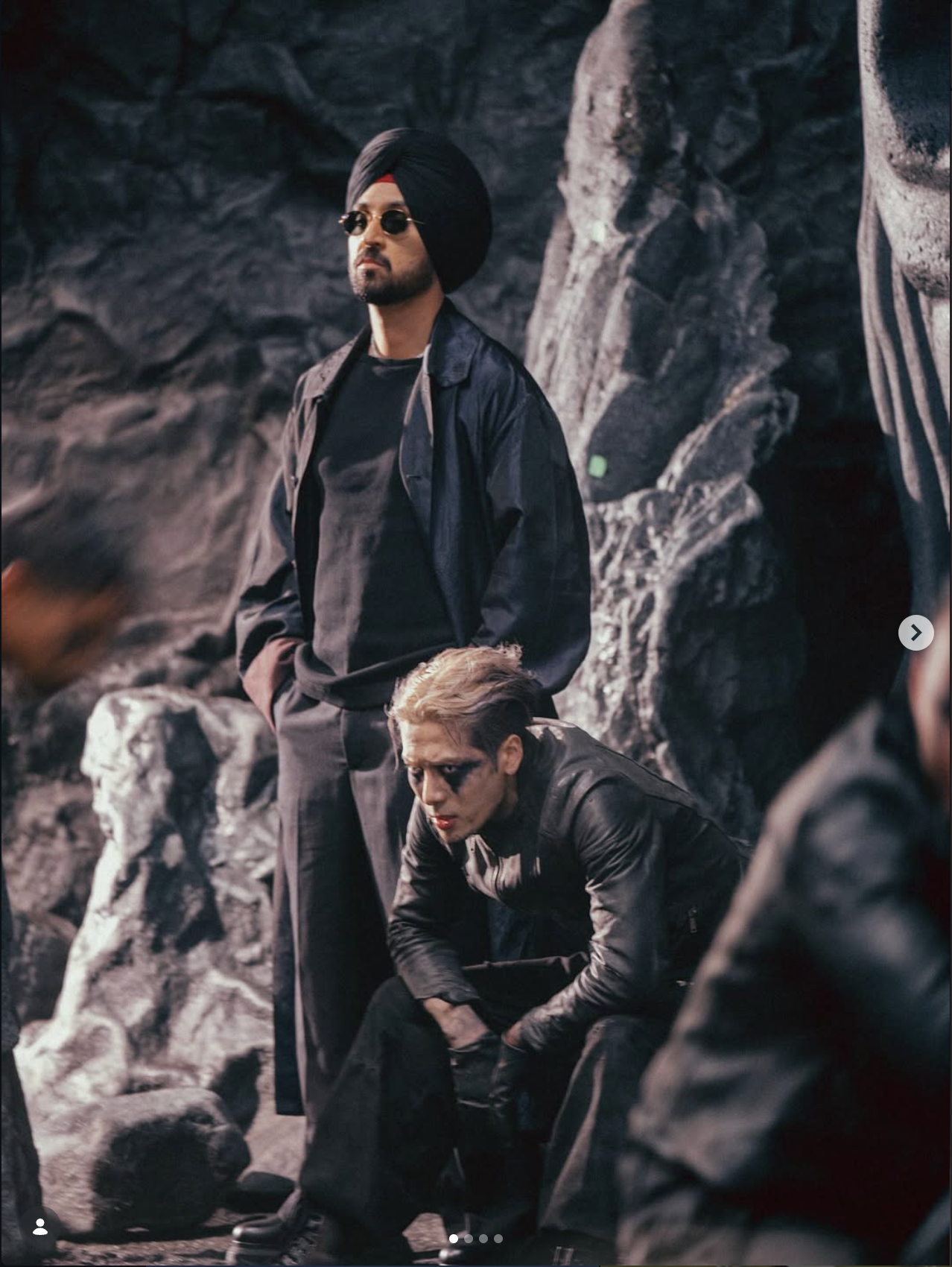 Music video set built on a rock formation